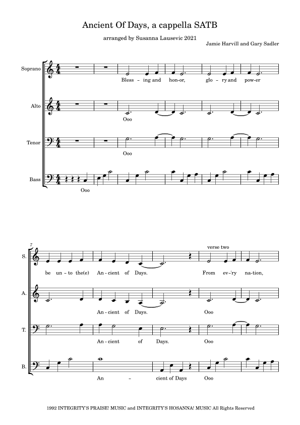 Ancient Of Days (arr. Susanna Lausevic)