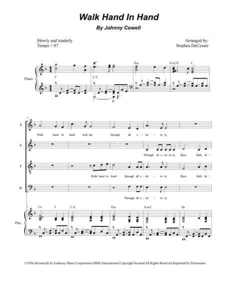 Walk Hand In Hand (arr. Stephen DeCesare)