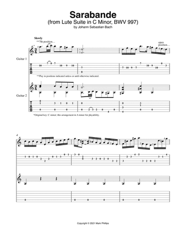 Sarabande (from Lute Suite in C Minor, BWV 997) (arr. Mark Phillips)