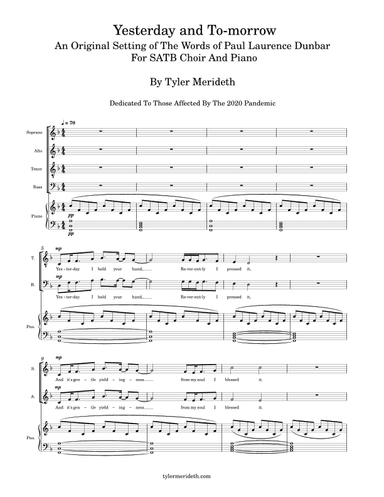 Yesterday and To-morrow for SATB Choir and PIano