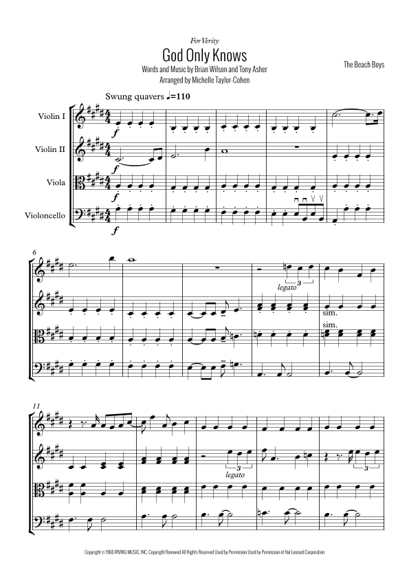 God Only Knows (arr. Michelle Taylor-Cohen)