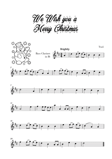 We Wish you a Merry Christmas (for Bass Clarinet) (arr. Cadenza Editions)