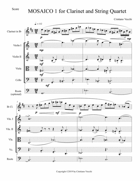 MOSAICO 1 for Clarinet and String Quartet