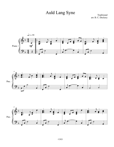 Auld Lang Syne (Solo Piano) (arr. B. C. Dockery)