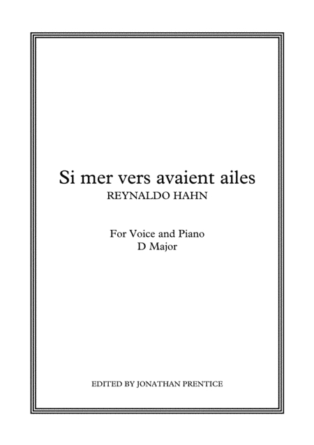 Si mes vers avaient ailes (D Major) (arr. Jonathan Prentice)
