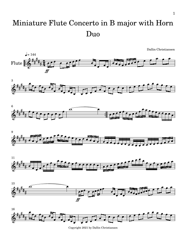 Miniature Flute Concerto in B Major