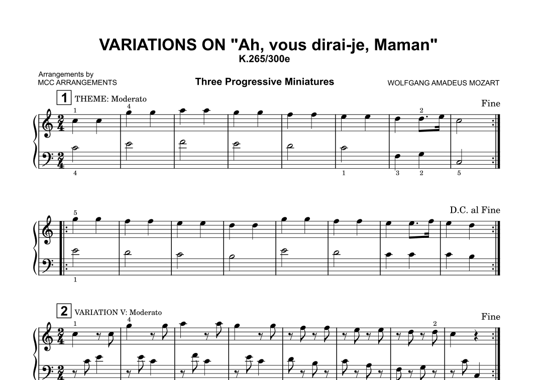 Variations on "Ah, vous dirai-je, Maman" (arr. MCC Arrangements)