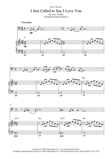 I Just Called To Say I Love You (arr. Kaiserin Rebecca)