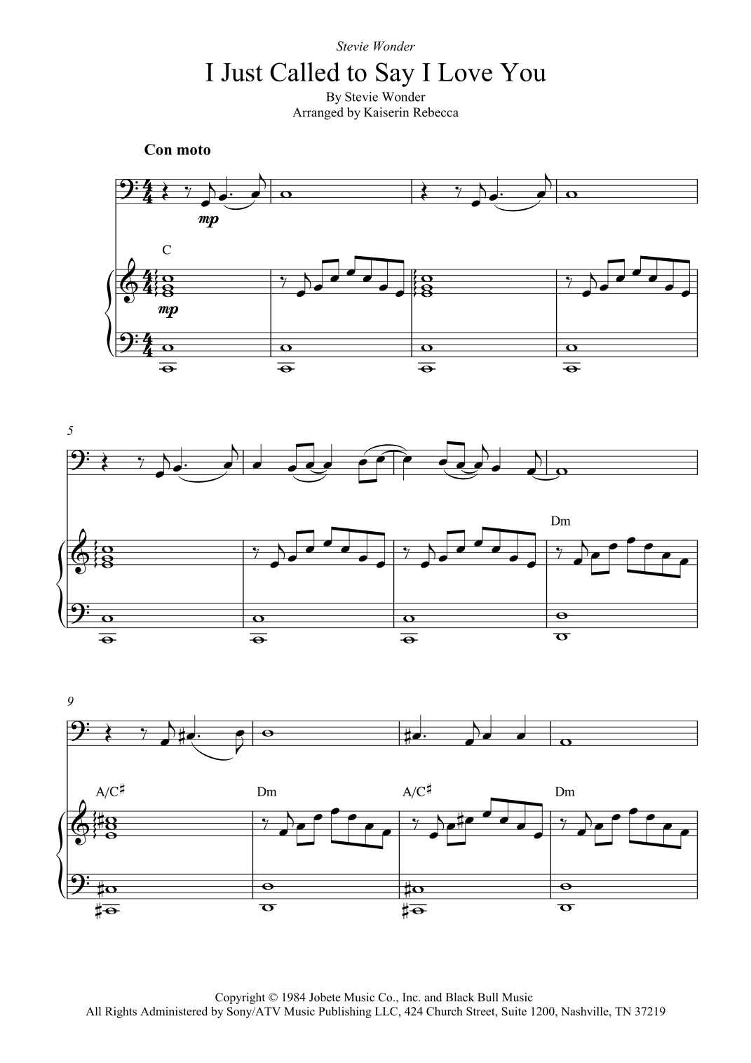 I Just Called To Say I Love You (arr. Kaiserin Rebecca)