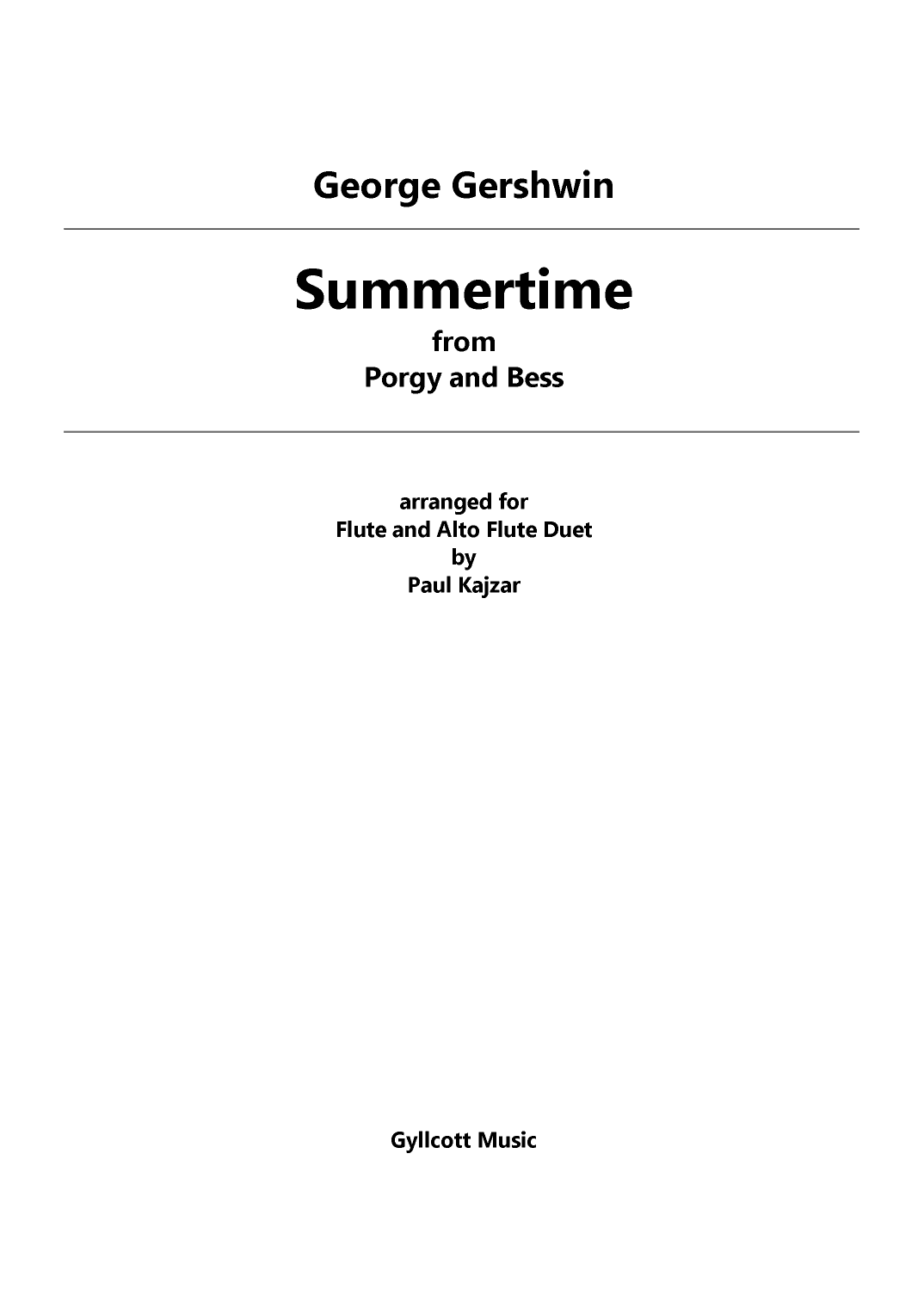 Summertime (arr. Paul Kajzar)