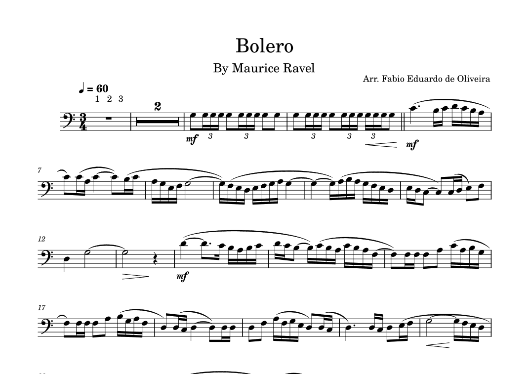 Bolero (Ravel) - Easy Arrangement (arr. Fabio Eduardo de Oliveira)