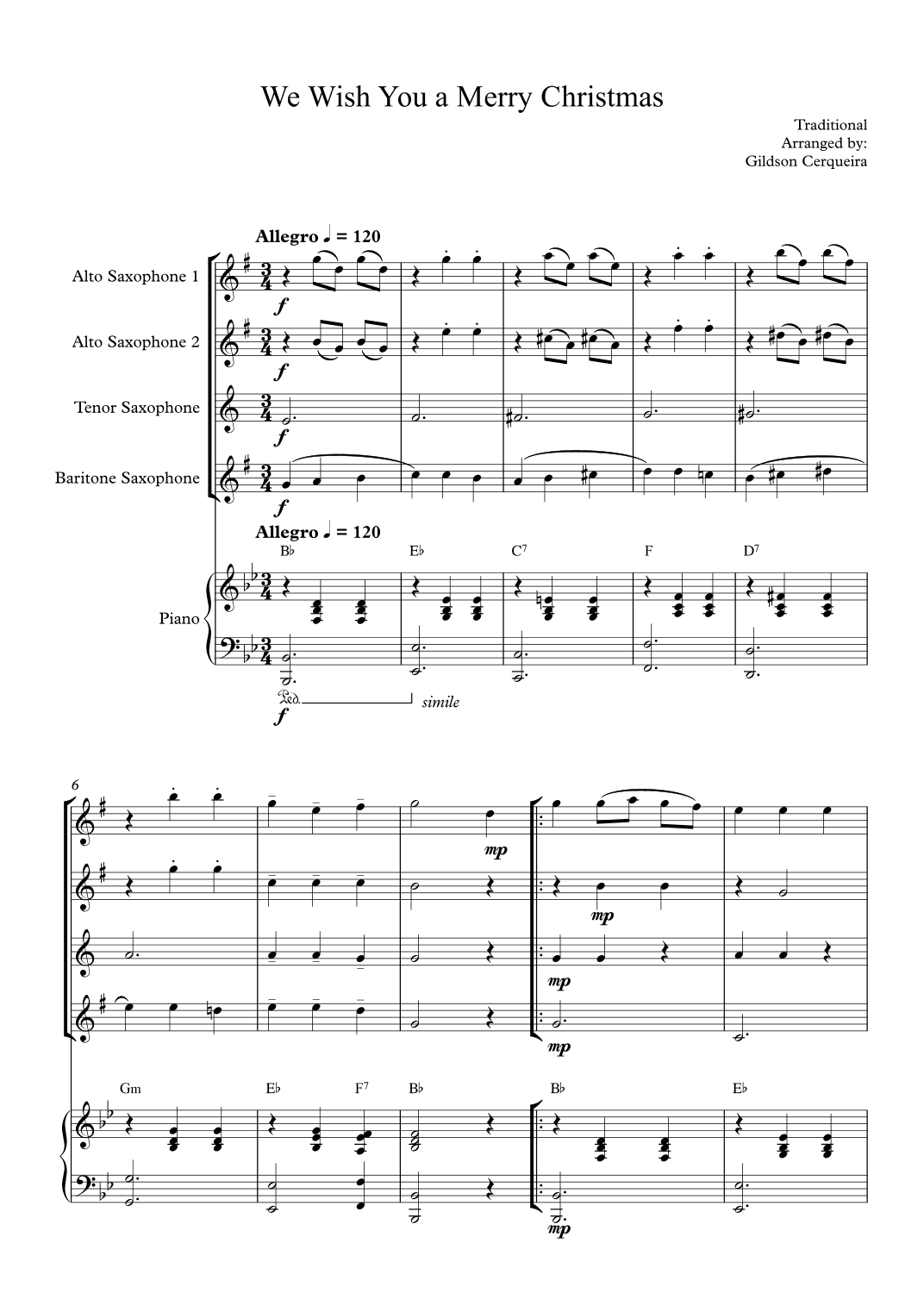 We Wish You a Merry Christmas (arr. Gildson Cerqueira)