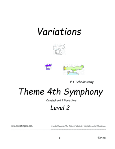 Theme 4th Symphony. P.I. Tchaikowsky. Lev. 2. Variations (arr. Music Fingers)