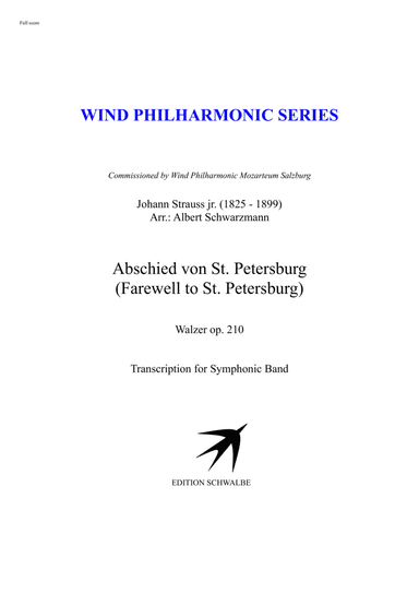 Farwell to St. Petersburg by Johann Strauss jr. (arr. Albert Schwarzmann)