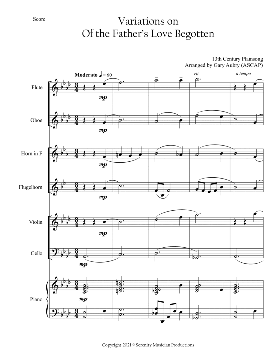 Variations on Of the Father's Love Begotten (arr. Gary Aubry)
