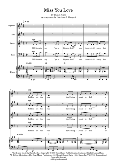 Miss You Love (arr. Henrique F Mangoni)