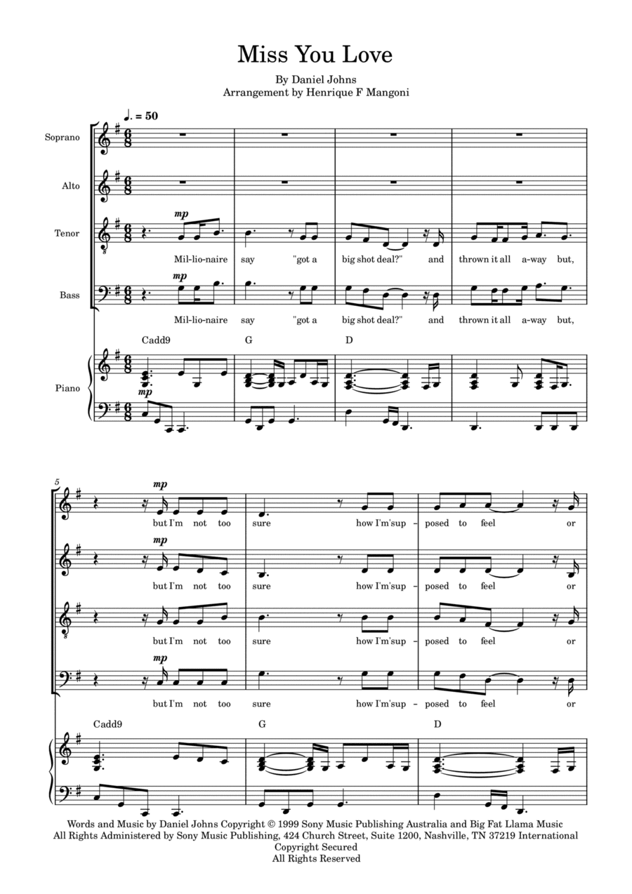 Miss You Love (arr. Henrique F Mangoni)