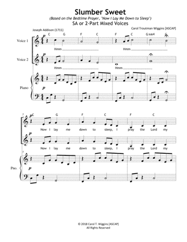 Slumber Sweet ( based on "Now I Lay Me Down to Sleep") 2-Part