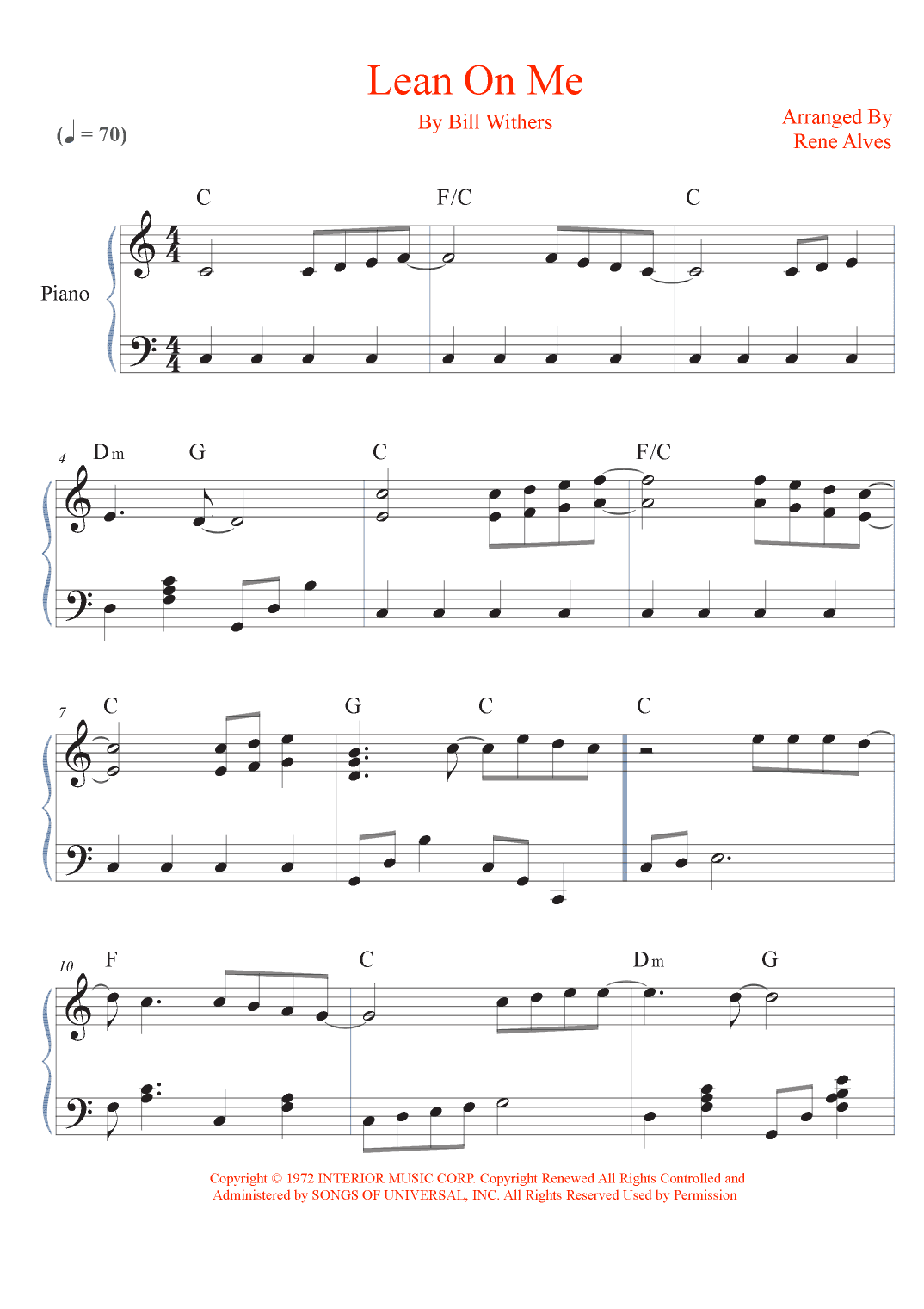 Lean On Me (arr. Rene Alves)