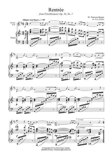 Rentrée Op. 16 for clarient in Bb and piano (arr. K. Krantz)