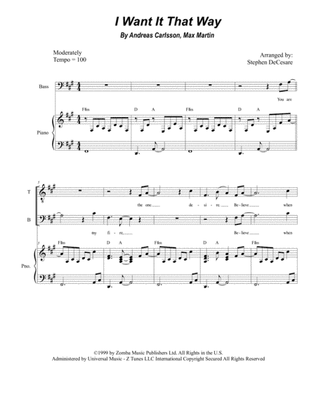 I Want It That Way (arr. Stephen DeCesare)