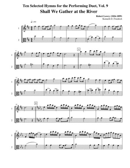 Ten Selected Hymns for the Performing Duet, Vol. 9 - violin and viola (arr. Kenneth D. Friedrich)