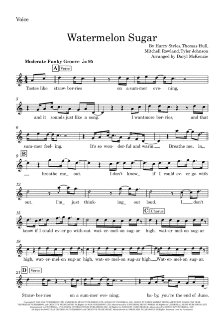 Watermelon Sugar (arr. Daryl McKenzie)
