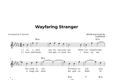 Wayfaring Stranger (Key of B-Flat Minor) (arr. R. Salvario)