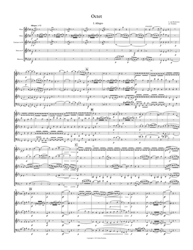 Wind Octet in Eb Major, Op. 103, arranged for Wind Quintet (arr. John W Tomkins)