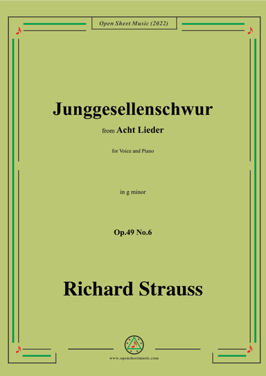 Richard Strauss-Junggesellenschwur,in g minor (arr. OSM Press)