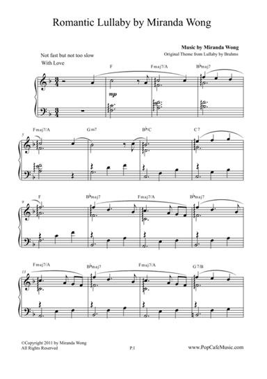 Romantic Lullaby for Piano Solo (arr. Miranda Wong)