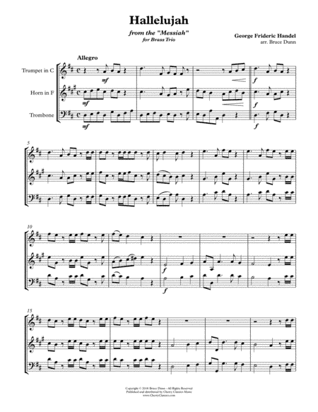 Hallelujah Chorus for Brass Trio (arr. Dunn, Bruce)