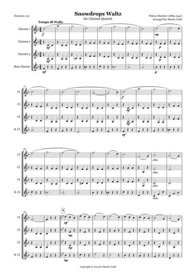 Snowdrops Waltz for Clarinet Quartet (arr. Martin Todd)