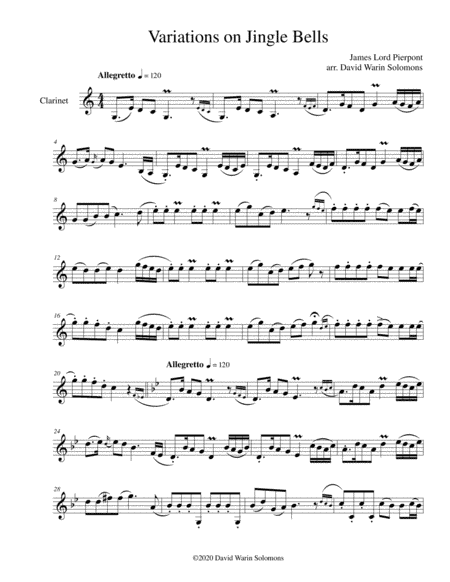 Variations on Jingle Bells for solo clarinet (arr. David Warin Solomons)