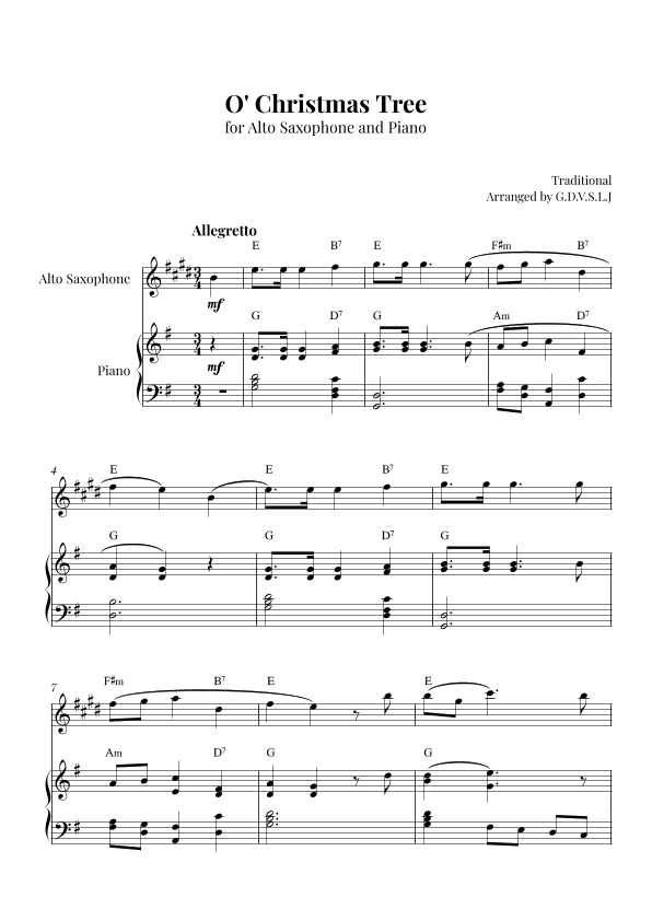 O' Christmas Tree (arr. G.D.V.S.L.J)