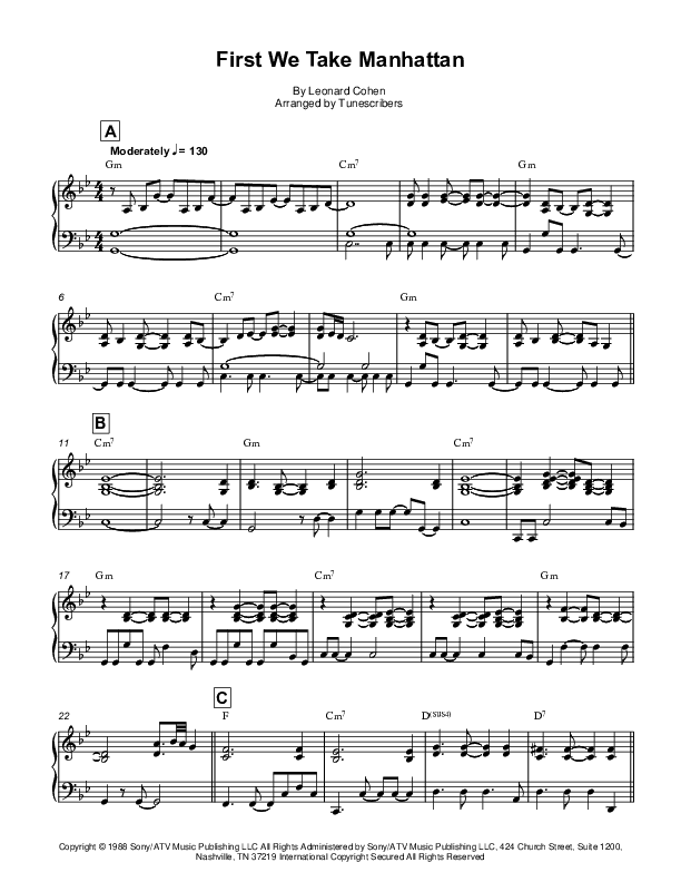 First We Take Manhattan (arr. Tunescribers)