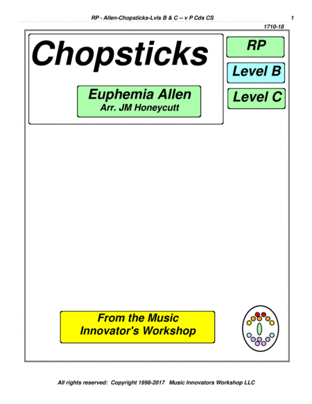 Chopsticks - (Key Map Tablature) (arr. John M. Honeycutt)