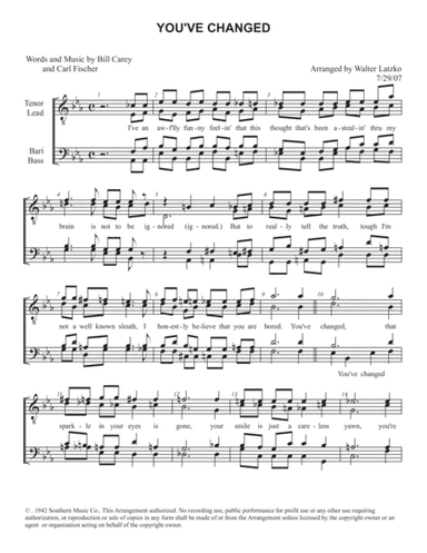 You've Changed (arr. Walter Latzko)