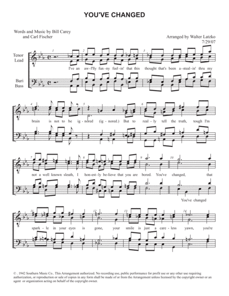 You've Changed (arr. Walter Latzko)