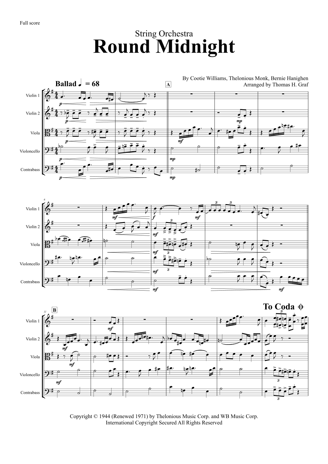 'round Midnight (arr. Thomas H. Graf)