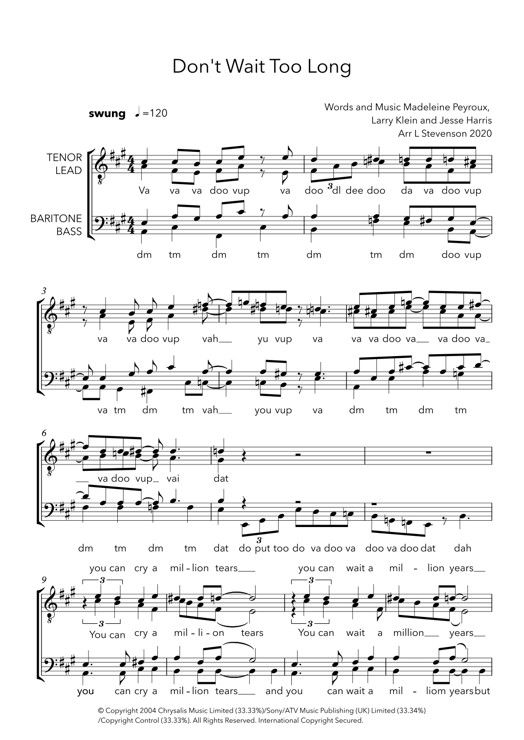 Don't Wait Too Long (arr. Luke Stevenson)