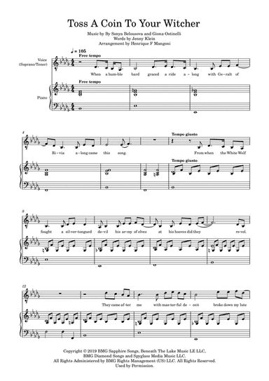 Toss A Coin To Your Witcher (arr. Henrique F Mangoni)