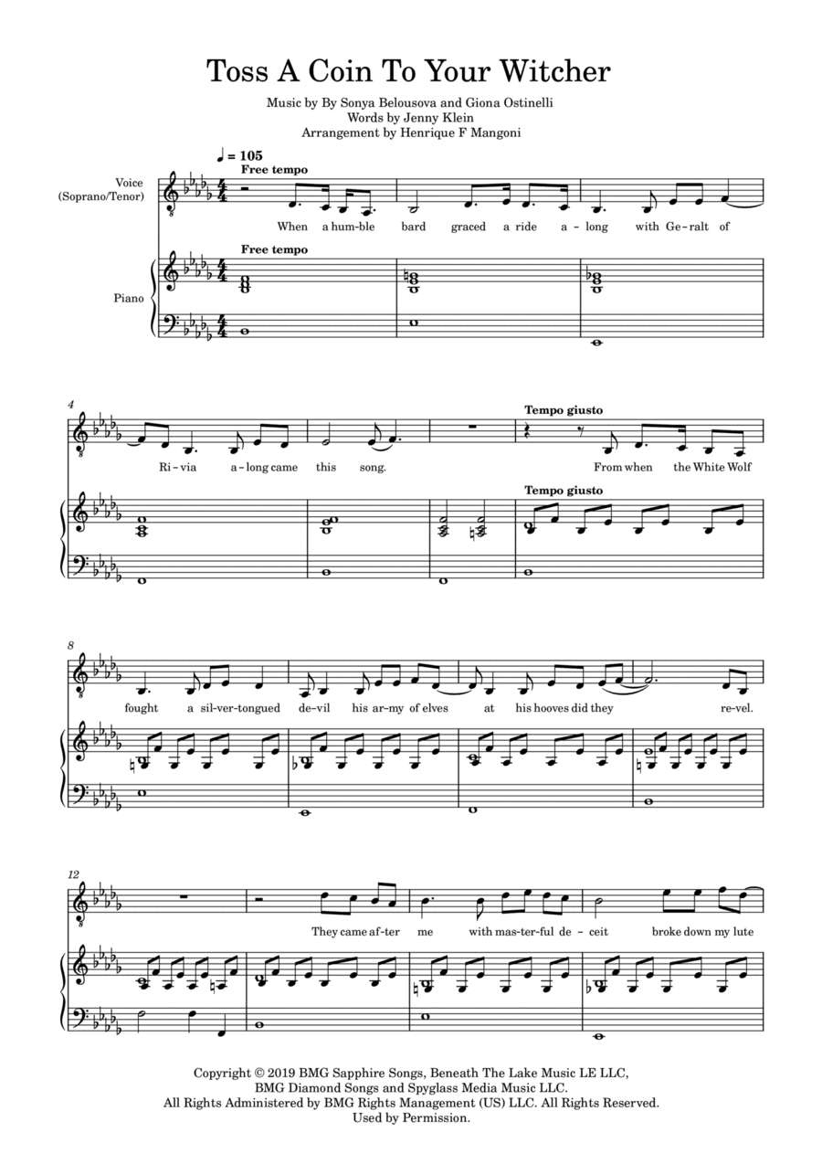 Toss A Coin To Your Witcher (arr. Henrique F Mangoni)