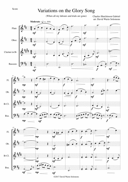 Variations on the Glory Song for wind quartet (arr. David Warin Solomons)