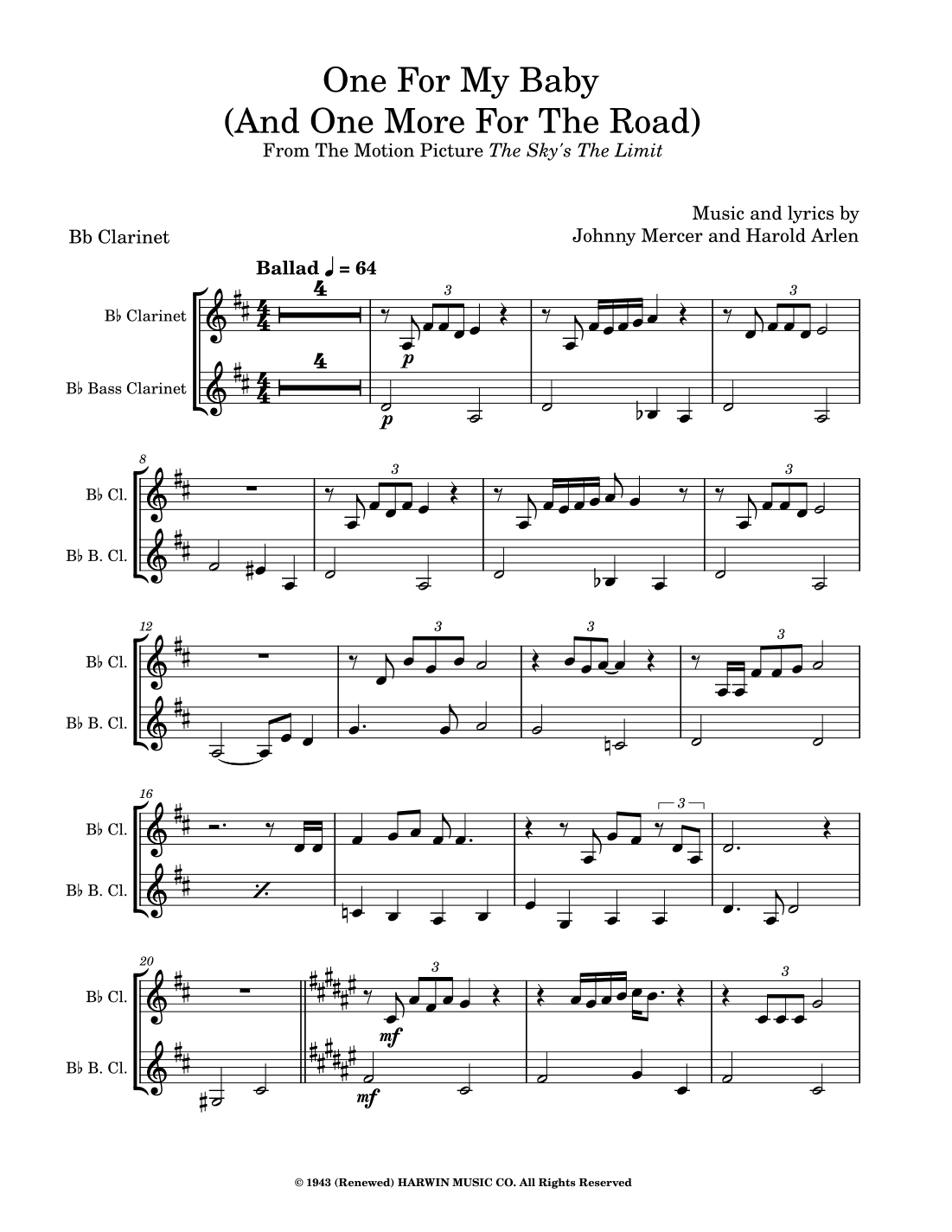 One For My Baby (and One More For The Road) (arr. David Lartey)