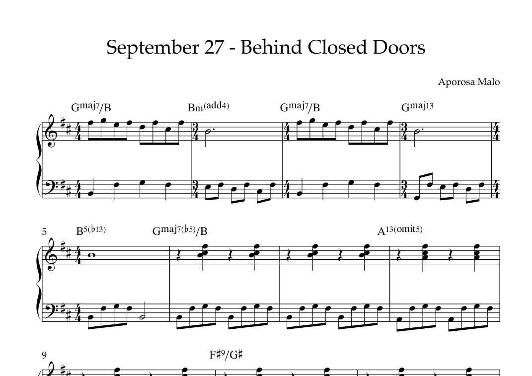 September 27 - Behind Closed Doors