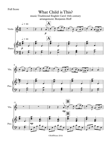 What Child Is This? for Solo Violin (arr. Benjamin Hoff)
