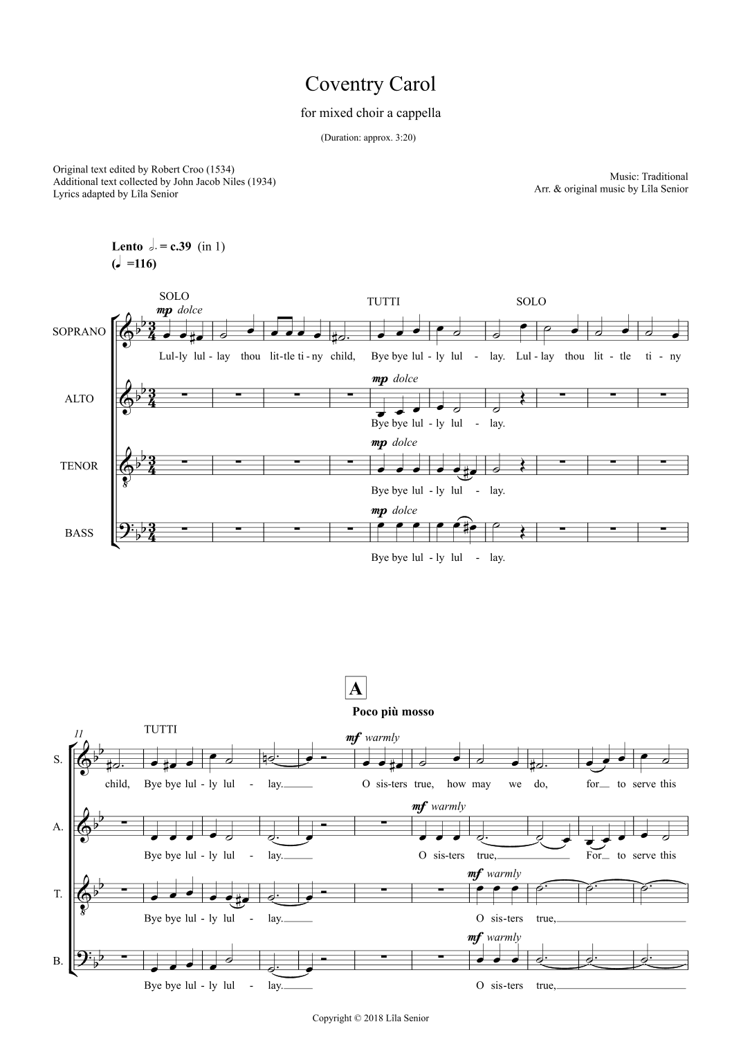 Coventry Carol (arr. Senior) (arr. Lila Senior)