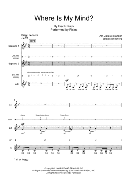 Where Is My Mind? (arr. Jake Alexander)