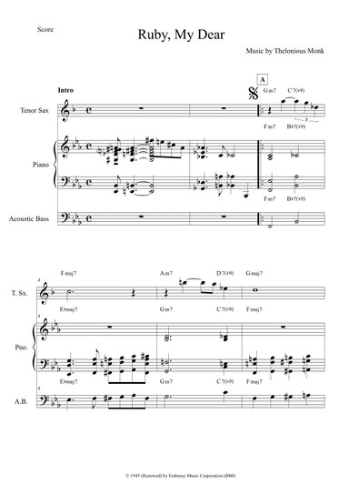 Ruby, My Dear (arr. The Sheet Music Library)